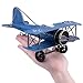 Vintage Airplane Model Metal Handicraft, Wrought Iron Aircraft Biplane, for Photo Props/Christmas/Home Decor/Ornament (Blue)