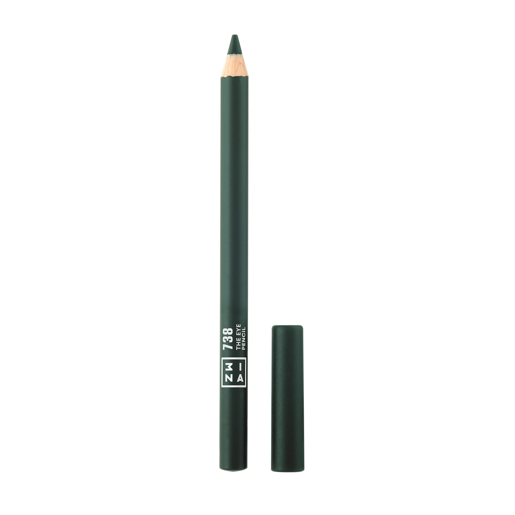 3INA MAKEUP - The Eye Pencil 738 - Dark green Longwearing Formula - Highly Pigmented - Creamy Texture - Eye Pencil with Built-in Blender - Easy to Blend - Matte Finish - Vegan - Cruelty Free