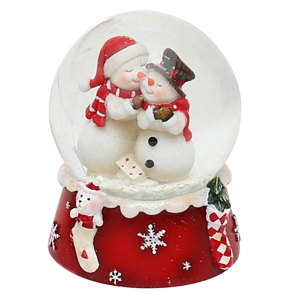 Dekohelden24 Snow globe, snowman duo, red white, dimensions H/W/diameter of ball: approx. 8.5 x 7 cm/diameter 6.5 cm.