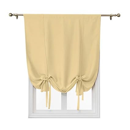 Ele Eleoption Tie Up Simple Blackout Curtain Rod Pocket Thermal