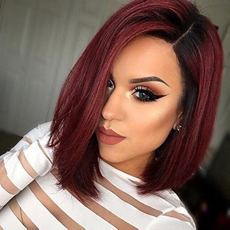 Aisi Hair Synthetic Bob Wig Ombre Short Wig Straight Red Wigs For