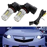 iJDMTOY 8K Blue 80W 16-CREE 9005 LED High Beam Daytime Running Lights Kit, Compatible For Acura TSX RDX TL MDX Civic Accord CRZ