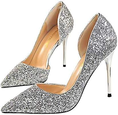 amazon silver high heels