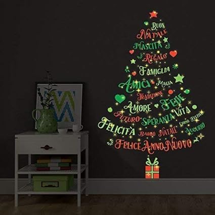 Wallflexi Sticker Mural Pour Sapin De Noel Motif Magic Brille Dans L Obscurite Italienne Quotes Amazon Fr Cuisine Maison