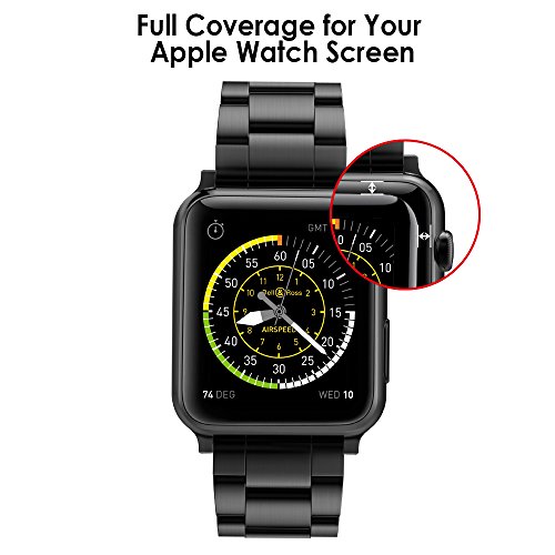 Simpeak Glass Screen Protector for Apple Watch 38mm, HD Clear 3D Curved Full Coverage Tempered Glass Anti-Scratch Anti-Bubble for 38mm Apple Watch Series 3/2/1 - Black