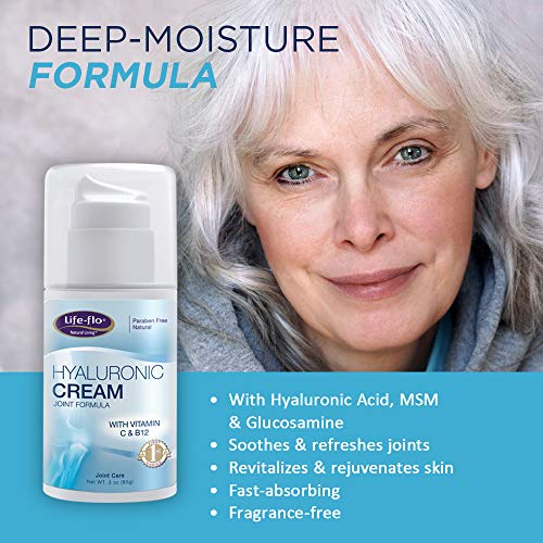 Life-Flo Hyaluronic Cream Joint Formula | HA Cream With MSM & Glucosamine | Helps Soothe & Refresh Joints & Revitalize Skin | Fragrance-Free | 3oz
