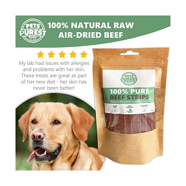 Pets Purest Dog Treats Beef Strips UK - 100% Natural Air-Dried Chews for Dogs, Puppy & Senior. Pure Healthy…