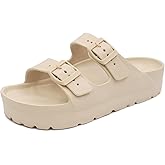L LOUBIT Women's Platform Sandals with Arch Support Pillow Soft Adjustable Buckle Slides Lightweight Non-Slip Summer Beach Shoes