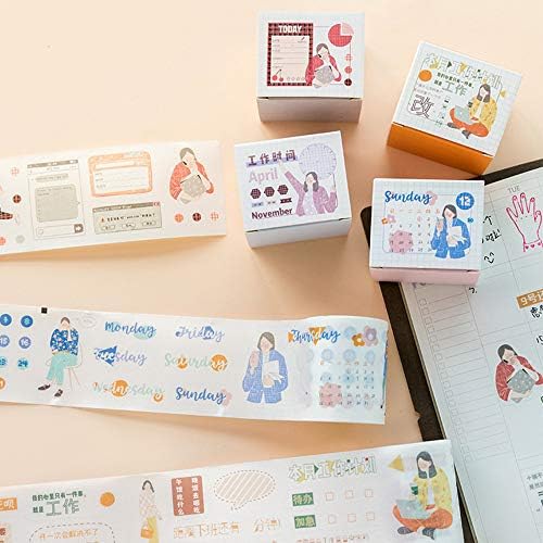 CJHKJD Masking Tape Random Color 4 pcs Worker Planner Month to do List Writable Washi Tape Scrapbook DIY Masking Tape Stationery Store Journal Supplies