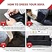 FinerFiber Velvet High Stretch Strapless Couch slipcover + Extra 2 Insert Cushions +Throw Pillow Covers | 1- Piece Sofa SlipCover for Furniture | Soft Durable Couch Covers for 3 Cushion Couch