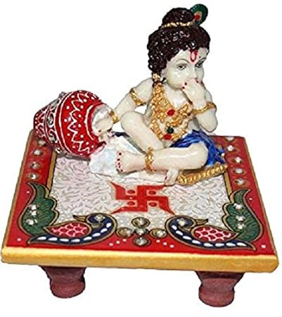 Fashion Bizz White Marble Chowki Ladoo Gopal Idol