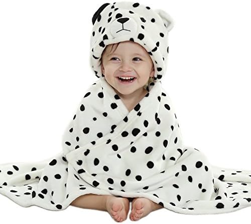 Toshibon 0-3 years old Baby boy or girl kid Bathrobe Towel Cloak with cute animal hood super soft and comfortable (white)