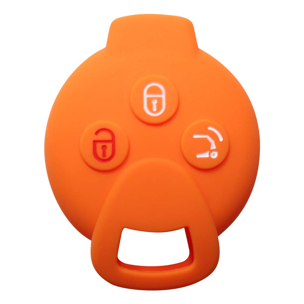 YLC Silicone Car Key Protection Case/Smart Key Cover/Fob Case/Cover Skin Jacket for SMART 451 FORTWO FORFOUR ROADSTER 3 Buttons Remote Car Key(Orange)