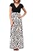 Zattcas Womens Summer Contrast V neck Empire Waist Floral Print Maxi Dress (X-Large, Taupe)