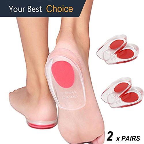 Silicone Heel Cups,KINGEVA silicone heel pads for Bone Spurs Pain Relief Protectors of Your Sore or Bruised Feet .Can be Hand washable, Reusable( 2 pairs)