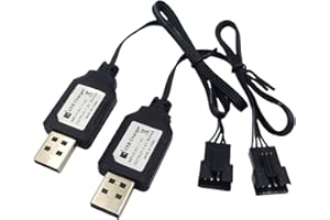 KOMITASUI SM-4P USB Charger Cable Replacement for RC Car, RC Boat 7.4V Charger Plug, USB Charging Cable - 2Pack