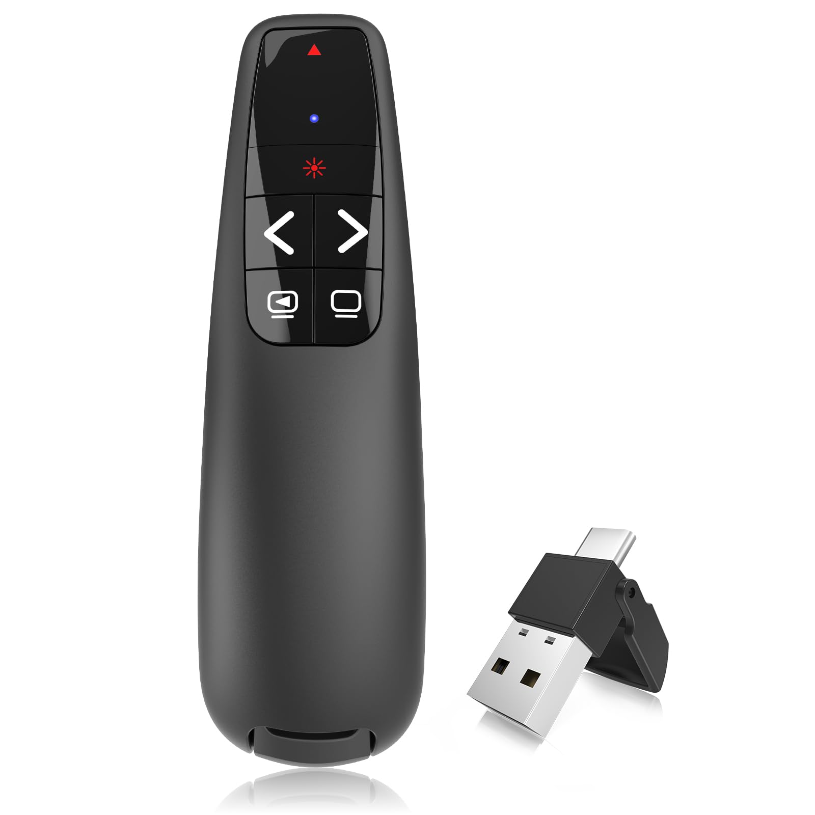 Clicker PowerPoint Presentation Wireless Presenter Remote, Red Pointer for Computer Clickers, USB C/A PowerPoint PPT Clicker for Mac Laptop Office, Slideshow Google Slide Advancer