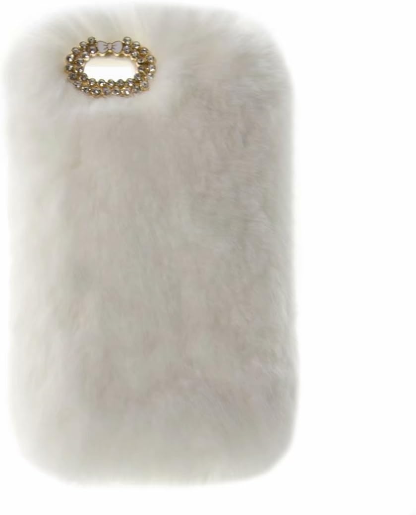 Case for Huawei Mate 20 pro, QKKE Cute Luxury Winter Soft Warm Faux Rabbit Fur Fuzzy Plush with Crystal Cute Bowknot Protective Back Cover for Huawei Mate 20 pro (White)