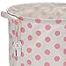 Sea Team 19.7 Inches Large Sized Waterproof Coating Ramie Cotton Fabric Folding Laundry Hamper Bucket Cylindric Burlap Canvas Storage Basket with Stylish Polka Dot Design (19.7