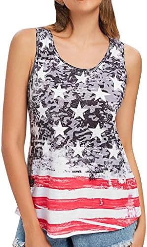 Independence Day Hot!Ninasill Women's Striped Star Flag Print Tank Tops Patriotic Classic T-Shirt Casual Sleeveless Blouses