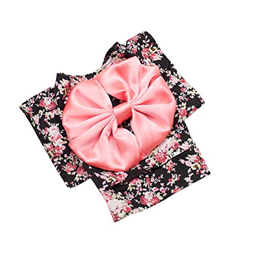 Topbeu Cute Floral Japanese Kimono Style Pet Dog Cat Costume Dress with Big Pink Bowknot