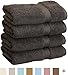 Superior Egyptian Cotton Pile Hand Towel Set of 4, Ultra Soft Luxury Towels, Thick Plush Essentials, Absorbent Heavyweight, Guest Bath, Hotel, Spa, Home Bathroom, Shower Basics, Charcoal
