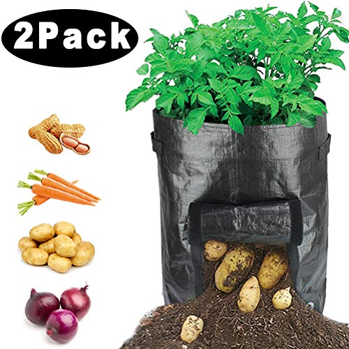 image for HYRIXDIRECT 2 Pack 10 Gallon Black Grow Bags Portable Potato Growing B