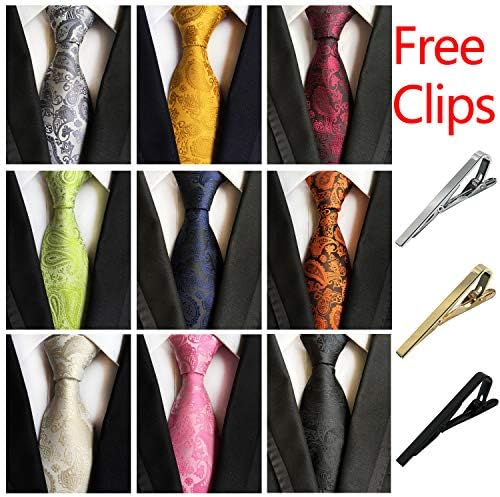Ties for Men 9pcs Mens Ties and 3pcs Tie Clips Men's Classic Tie NeckTies