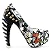 SHOW STORY Rock Butterfly Stud Cut-Out Peep-Toe Platform Bone Heel Pumps,LF80626