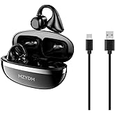 MZYDM Open Ear Earbuds, Bluetooth 5.4 Clip On Headphones,with Mic 40H Playtime, IPX6 Waterproof, for Small Ears, Workout Sports Running (Black)
