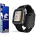 ArmorSuit Pebble Time Screen Protector MilitaryShield + Black Carbon Fiber Skin Wrap Film Back Protector for Pebble Time