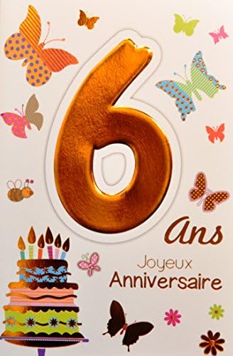 Age Mv 6906 Carte Joyeux Anniversaire 6 Ans Enfant Garon Fille Motif Gateau 6 Bougies Papillons