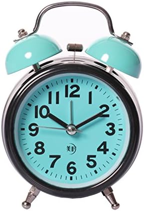 MAYMWHEN Classical Retro Twin Bell Alarm Clock Silent Silent Non Ticking Sweep Second Hand Desk Battery Operated Loud Snooze Clock with Nightlight 3.5 Blue