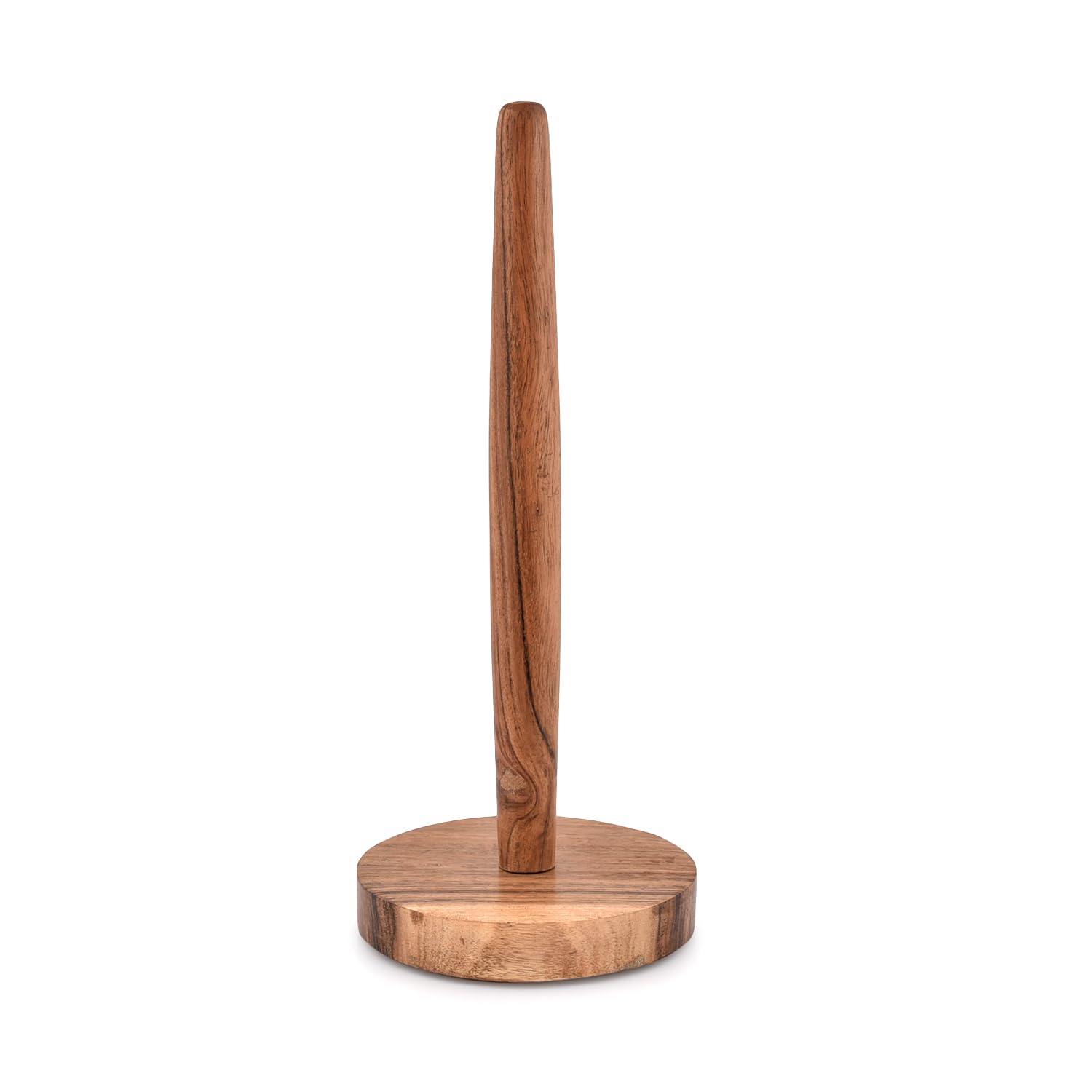 Indus Lifespace Acacia Wood Paper Towel Holder Decorative Countertop Standing Rolls Holder for Kitchen, Toilet, Pantry and Bathroom (12.7cm x 12.7cm x 30.48cm)