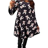 Women Dress,Haoricu Womens Xmas Christmas Printed Party Flared Swing Dress