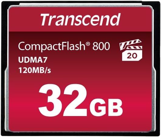 Transcend 32GB CompactFlash 800 Memory Card Up to 120/60 MBs High-Speed Ultra