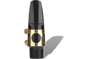Alto Saxophone Mouthpiece Set, Gold-Plated Metal Ligature & Cap with Reed for Beginners, Professional Alto Sax Accessories fo