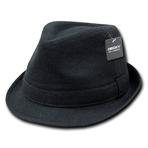 Classic and Stylish Melton Wool Fedora Hat - BLACK BLACK - L-XL