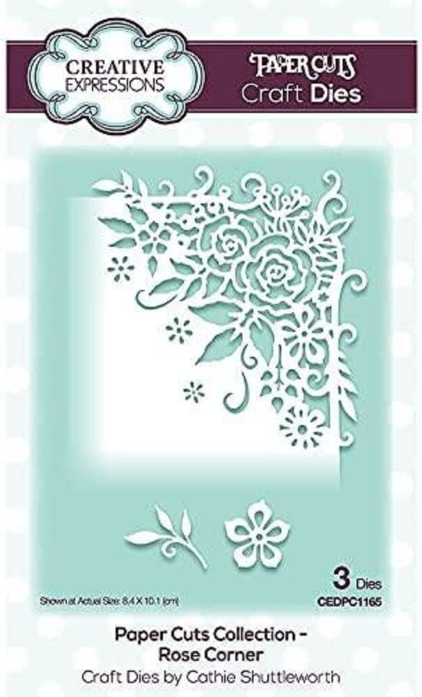 Creative Expressions Paper Cuts-Corner Rose-Craft Die, Metal, 8.4 x 10.1 cm, CEDPC1165