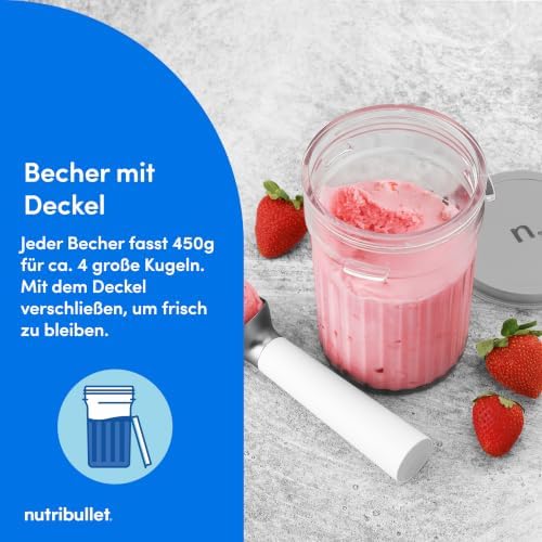 Chill – Eismaschine für leckeres Eis, Gelato, Sorbet, Smoothie Bowl und Frozen Yogurt, 5 Automatikprogramme, Eiscreme Maschine, 3 Behälter mit Deckel, ideal für Familien, Weiß (NBD0503W)