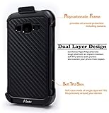 NageBee Hybrid Armor Stand Case with Holster and Locking Belt Clip for Samsung Galaxy Grand Prime - Holster Carbon Fiber Holster Black