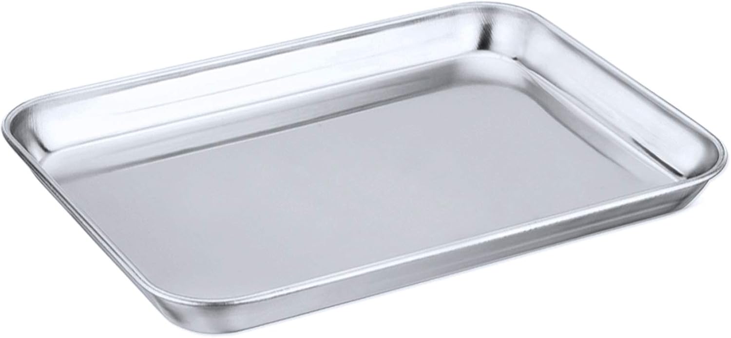 Toaster Oven Tray,P&P CHEF Stainless Steel Toaster Oven Pan, Rectangle 10.5''x8''x1'', Healthy & Heavy Duty, Mirror Finish & Dishwasher Safe