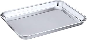 Toaster Oven Tray,P&P CHEF Stainless Steel Toaster Oven Pan, Rectangle 10.5''x8''x1'', Healthy & Heavy Duty, Mirror Finish & Dishwasher Safe