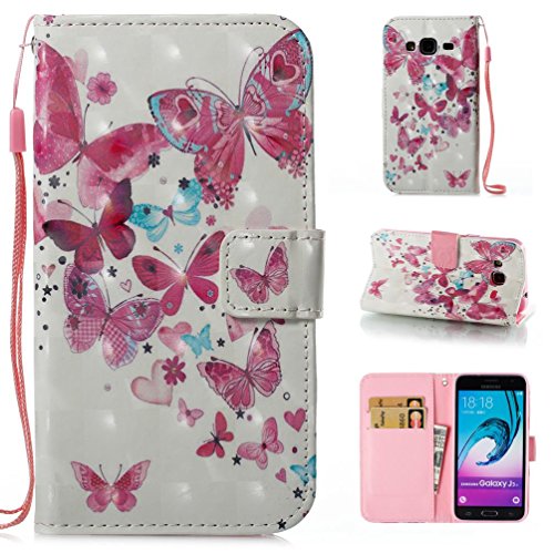 Galaxy J310 / J3 Case,Firefish Galaxy Amp Prime Case, Galaxy Express Prime Case,Slim Fit Folio Book Cover 3D Painted Flip Wallet Case ID&Credit Card Pockets for Samsung J310 / J3-Butterfly group
