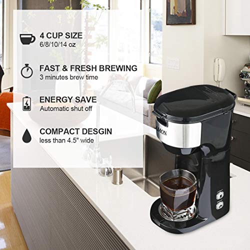 Single Serve Coffee Maker For KCup Pods & Ground Coffee, Compact