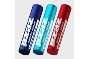 Pzaz Breath Spray for Bad Breath with Caffeine, Vitamin B12, Electrolytes - Sugar-free, Alcohol-free, Oral Care Mouth Spray - Wintermint, Peppermint and Cinnamint Flavored (3 Pack)