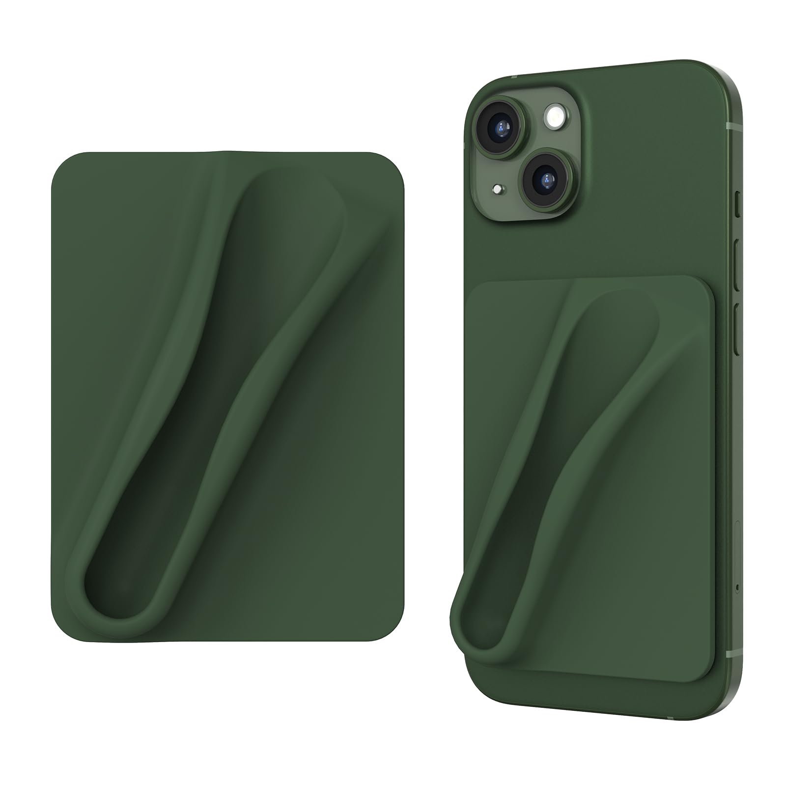 DOB SECHS Silicone Lip Holder for Cell Phone Lipstick Lip Glaze Phone Case Back Stick On Holder for iPhone and Android Phones, Green