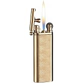 Veltora Classic Flint Wheel Lighter, Vintage Metal Engraved Soft Flame Butane Refillable Retro Lighter with Gift Box, Unique Collection Gift for Men (Fuel Not Included),Gold