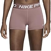 Nike Pro Women's 3" Mid Rise Compression/Biker Shorts, Mauve/White, XLarge