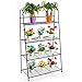 DOEWORKS 4 Tier Metal Plant Stand, Metal Storage Shelf, Ladder Shelf, 50in Tall Standing Ladder Shelves, Leaning Bookshelf for Home Office/Living Room/Home- Black